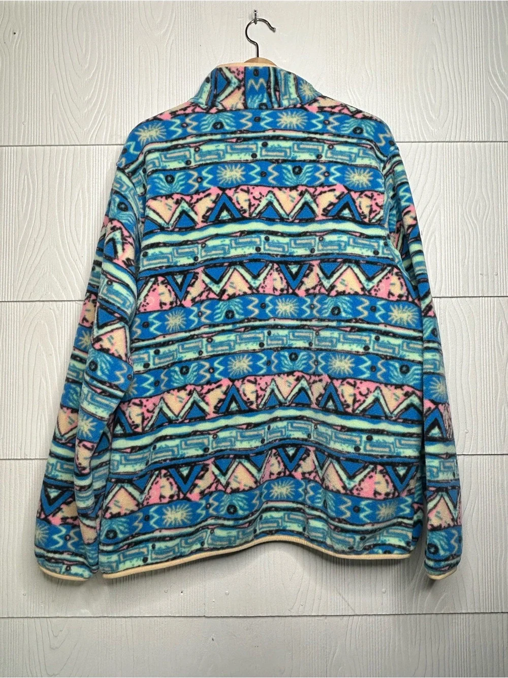Patagonia Synchilla Multicolor Geometric Zip Fleece - Blue, Pink, Cream